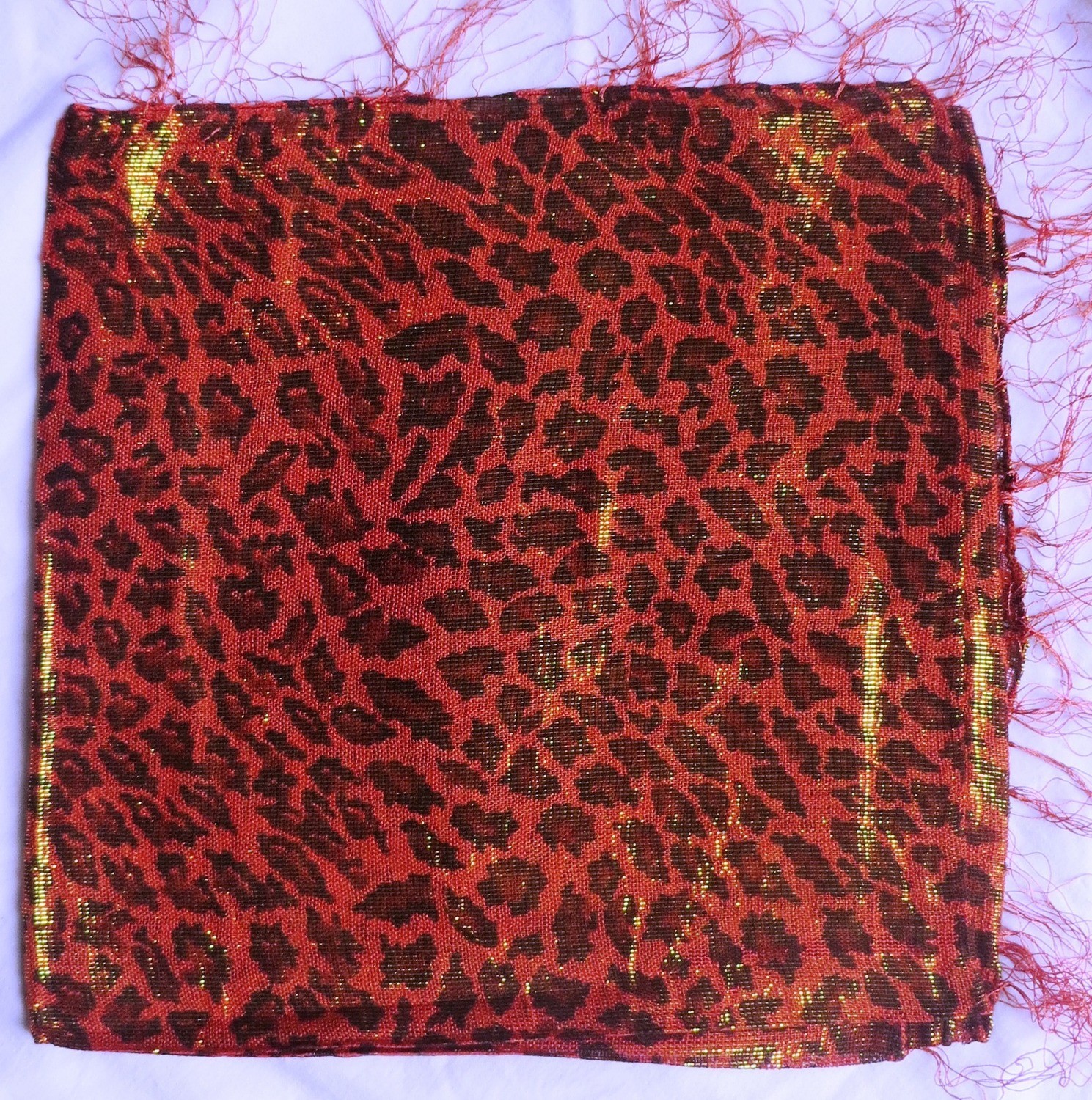 Orange spotted animal print shimmer tichel