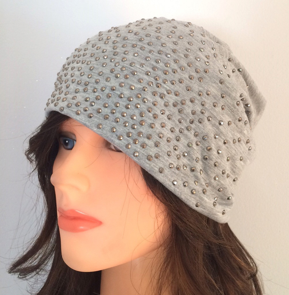 Light gray summer sparkle beanie