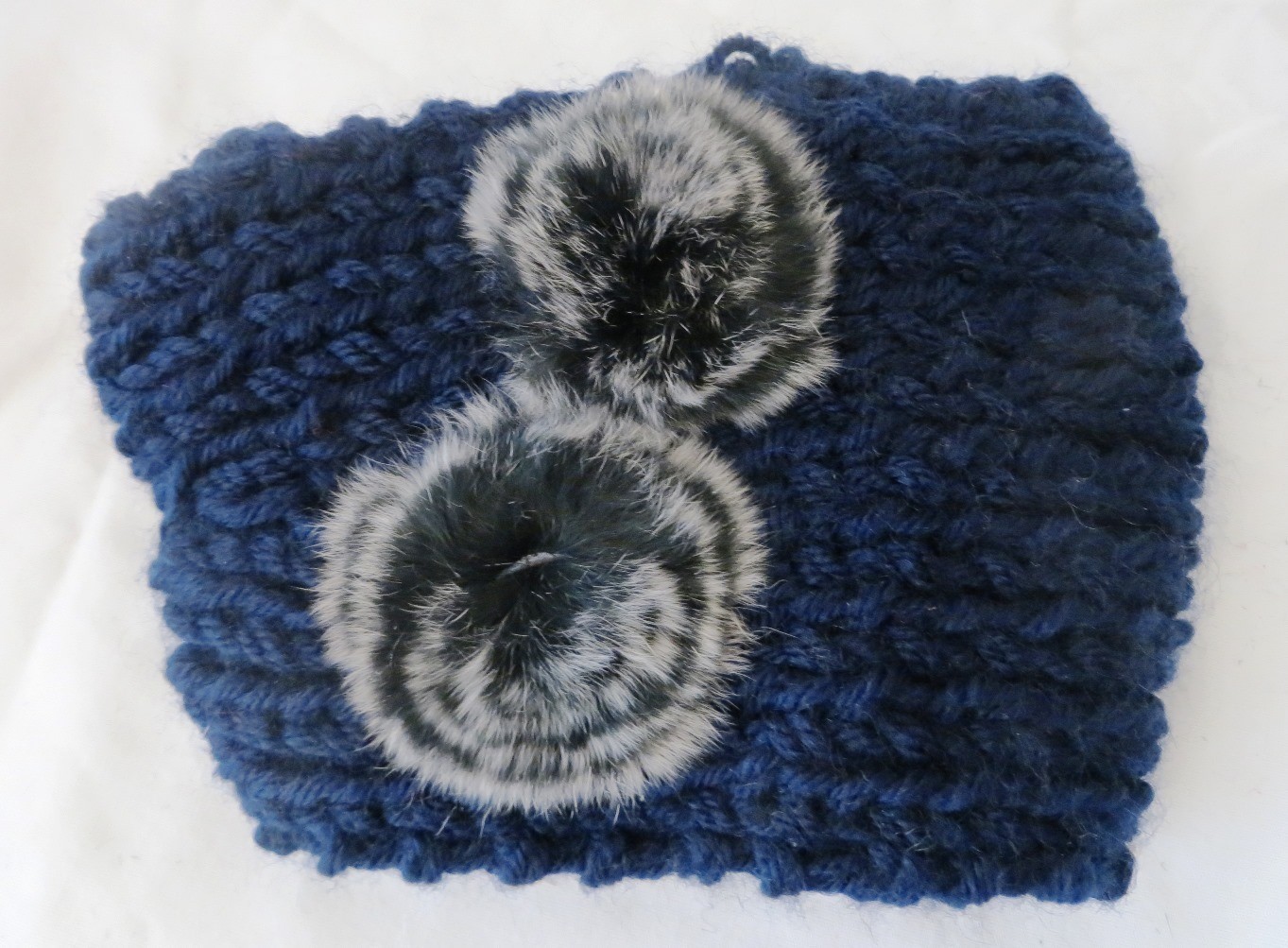 Navy pom pom head wrap