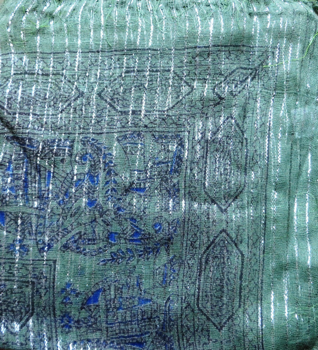 Army green patterned lurex tichel