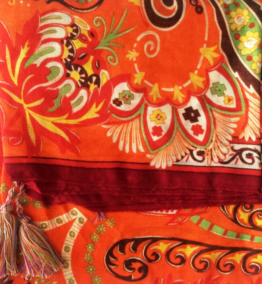 Orange soft tichel with Oriental flavor
