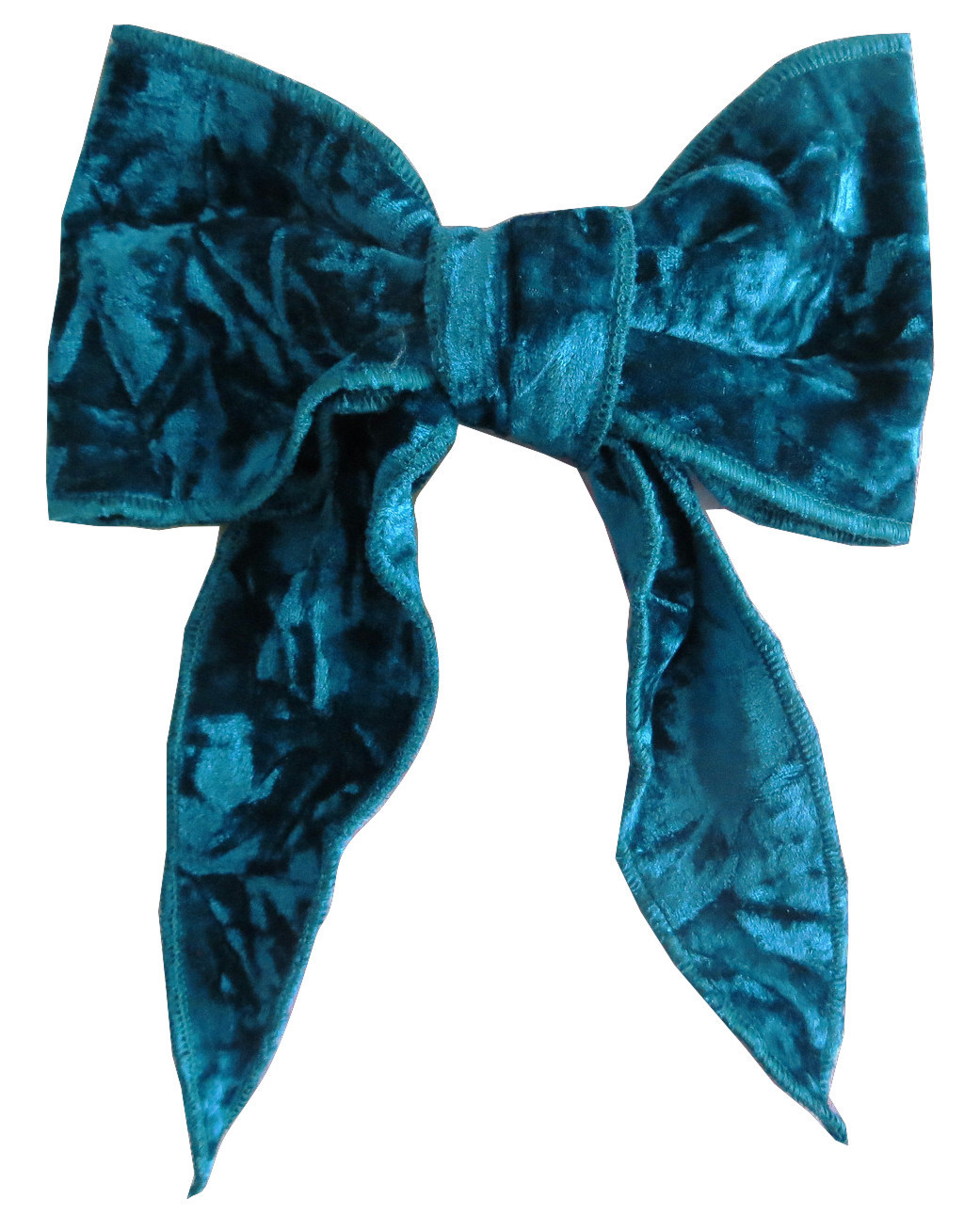 Teal blue velvet bow with tails