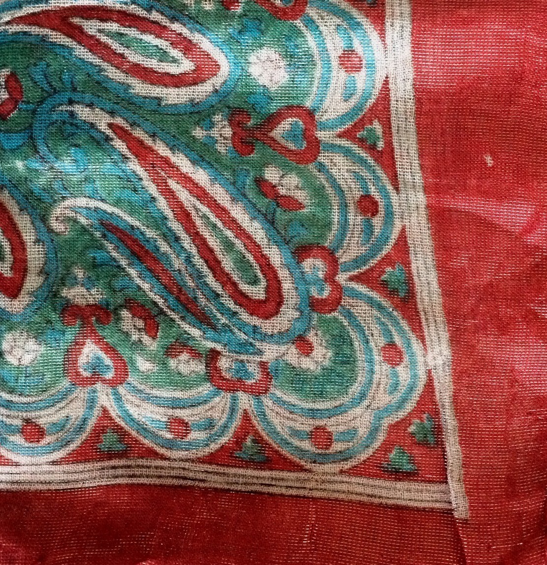 Rust and aqua shimmering tichel