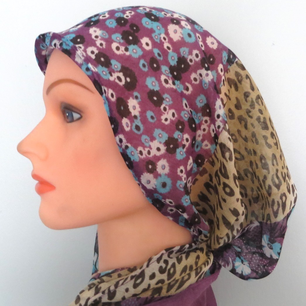 Purple pretied tichel
