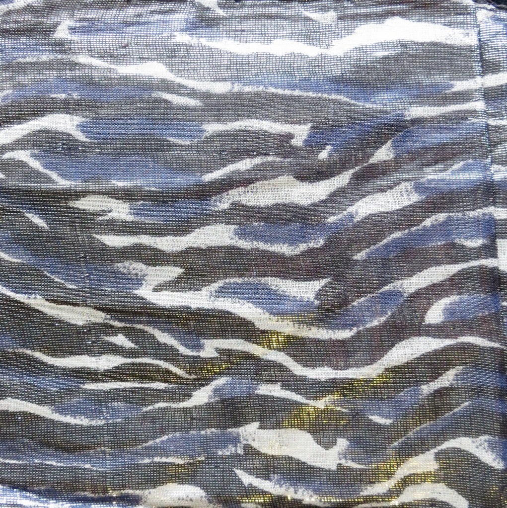 Black, white and blue animal print shimmering tichel