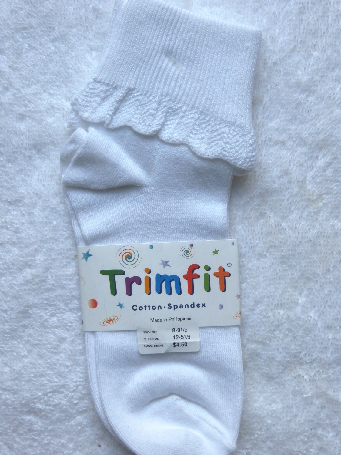 White short sock ruffled cuff