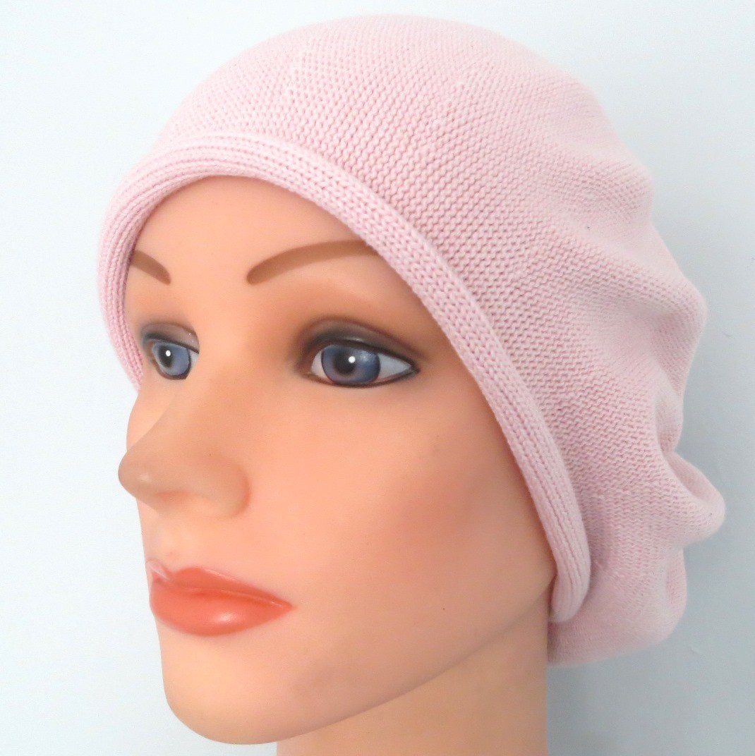 Lighter dusty pink cotton beret