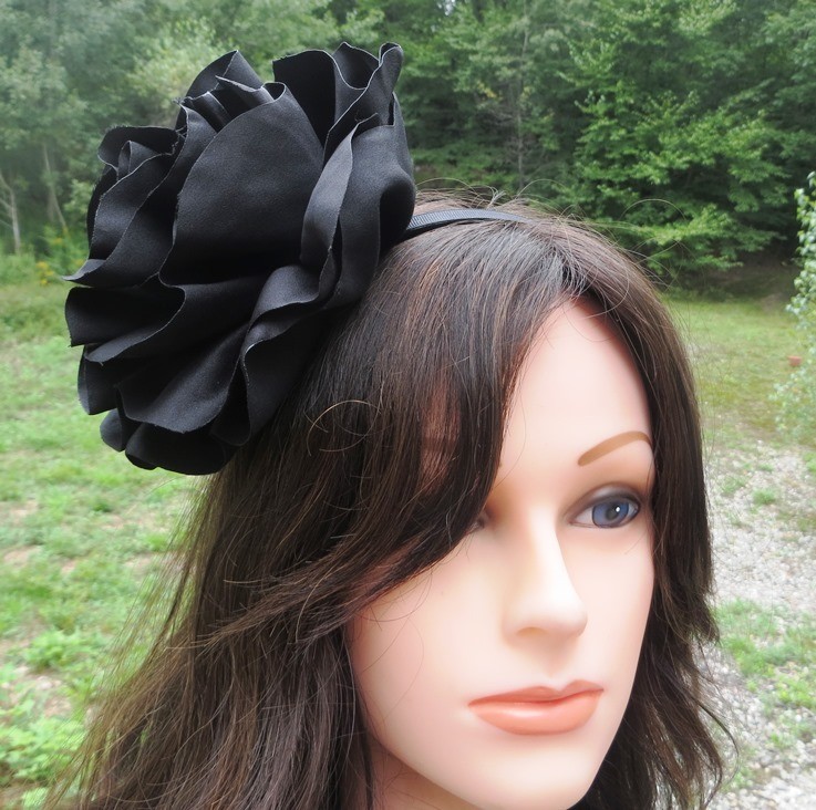Black extra large flower headband