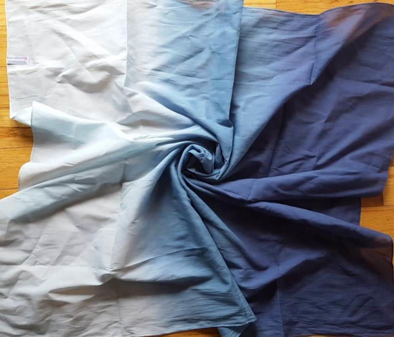 Denim blue shades cotton ombre&#39; tichel