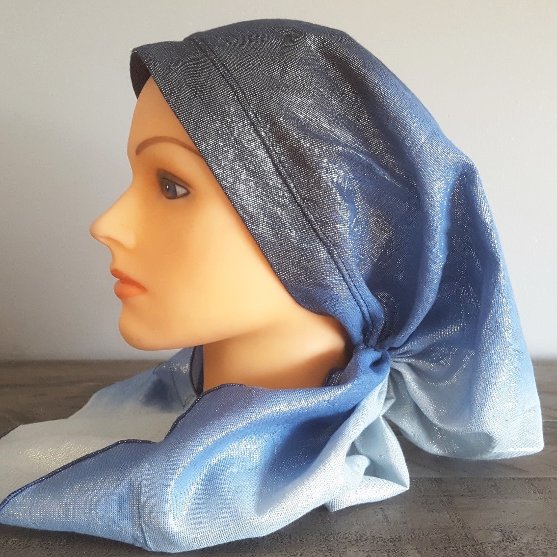 Navy ombre&#39; shimmer pretied tichel