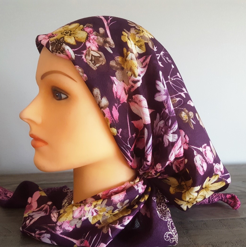 Purple pretied Turkish Tichel