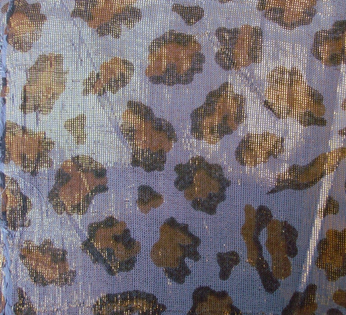 Blue with orange spots shimmering animal print tichel