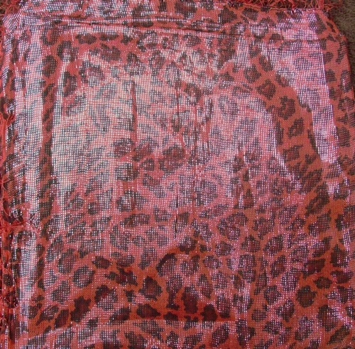 Red shimmering animal print tichel