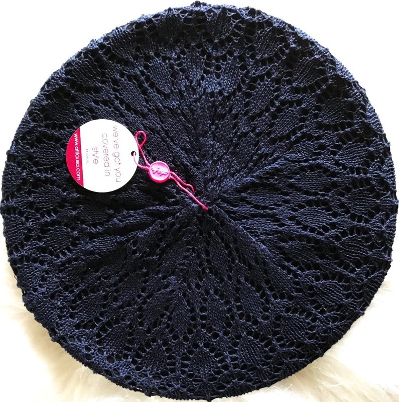 Navy Lined Beret Snood
