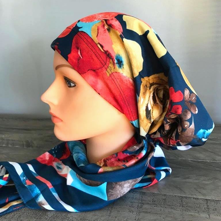Teal pretied Turkish Tichel