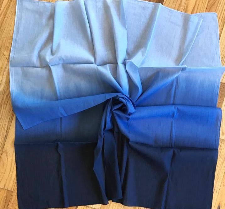 Navy cotton ombre&#39; tichel