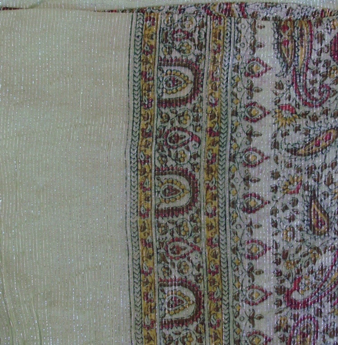 Light green thin line fancy cotton tichel
