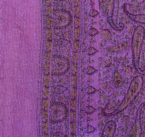 Darker Pink thin line fancy cotton tichel