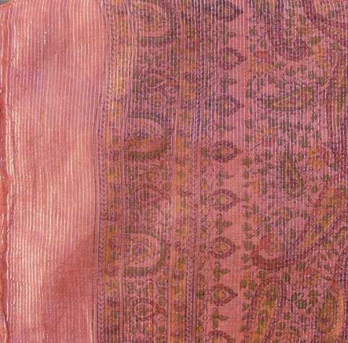 Darker orange thin line fancy cotton tichel