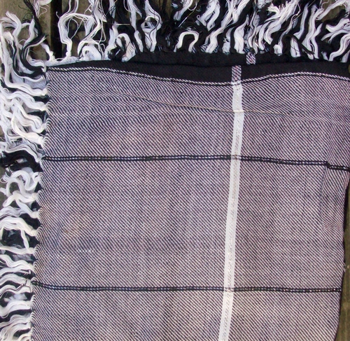 Black and white big squares plaid tichel
