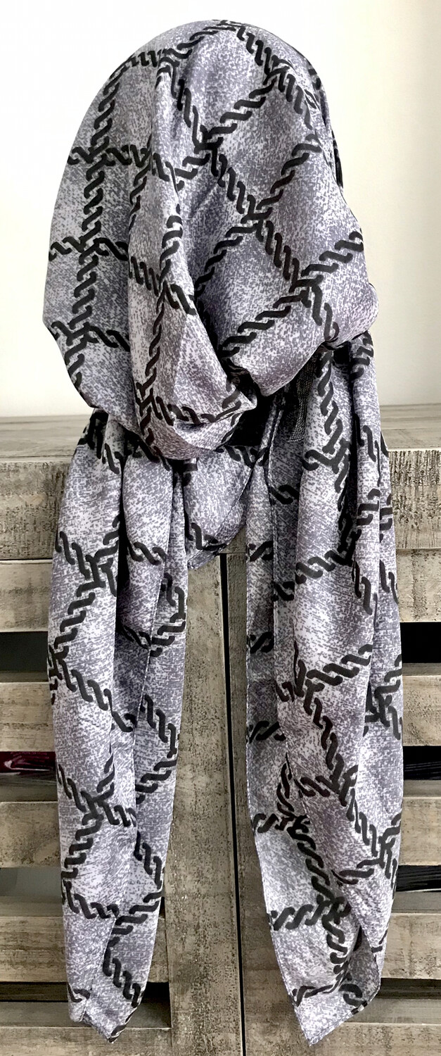 Gray/black pretied Turkish Tichel