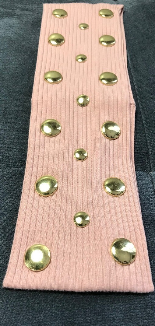 Flat ribbed headband w/gold flat metal