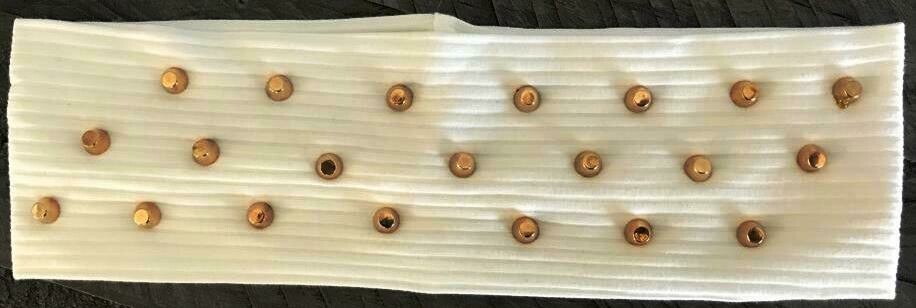 Narrower ribbed cotton headbands w/gold metal studs, choose: winter white