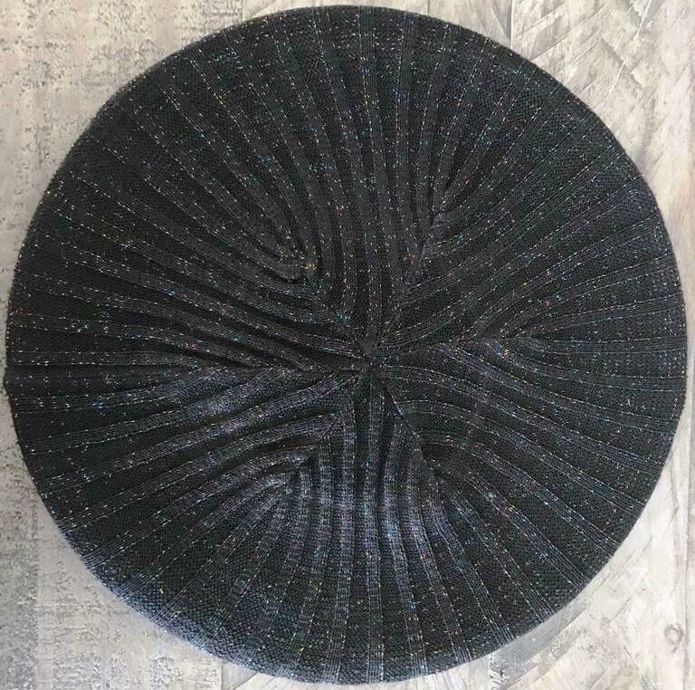 Black w/colorful sparkle lightweight lined beret/snood