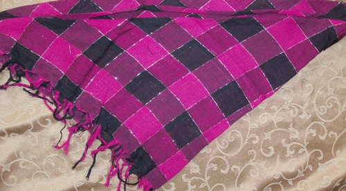 Pink and black squares triangular tichel bandana