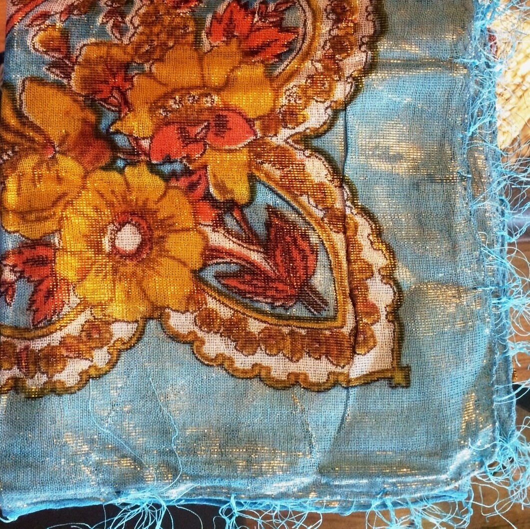 Light blue shimmer headscarve tichel