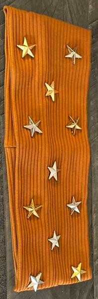 Flat caramel headband with silver and gold stars