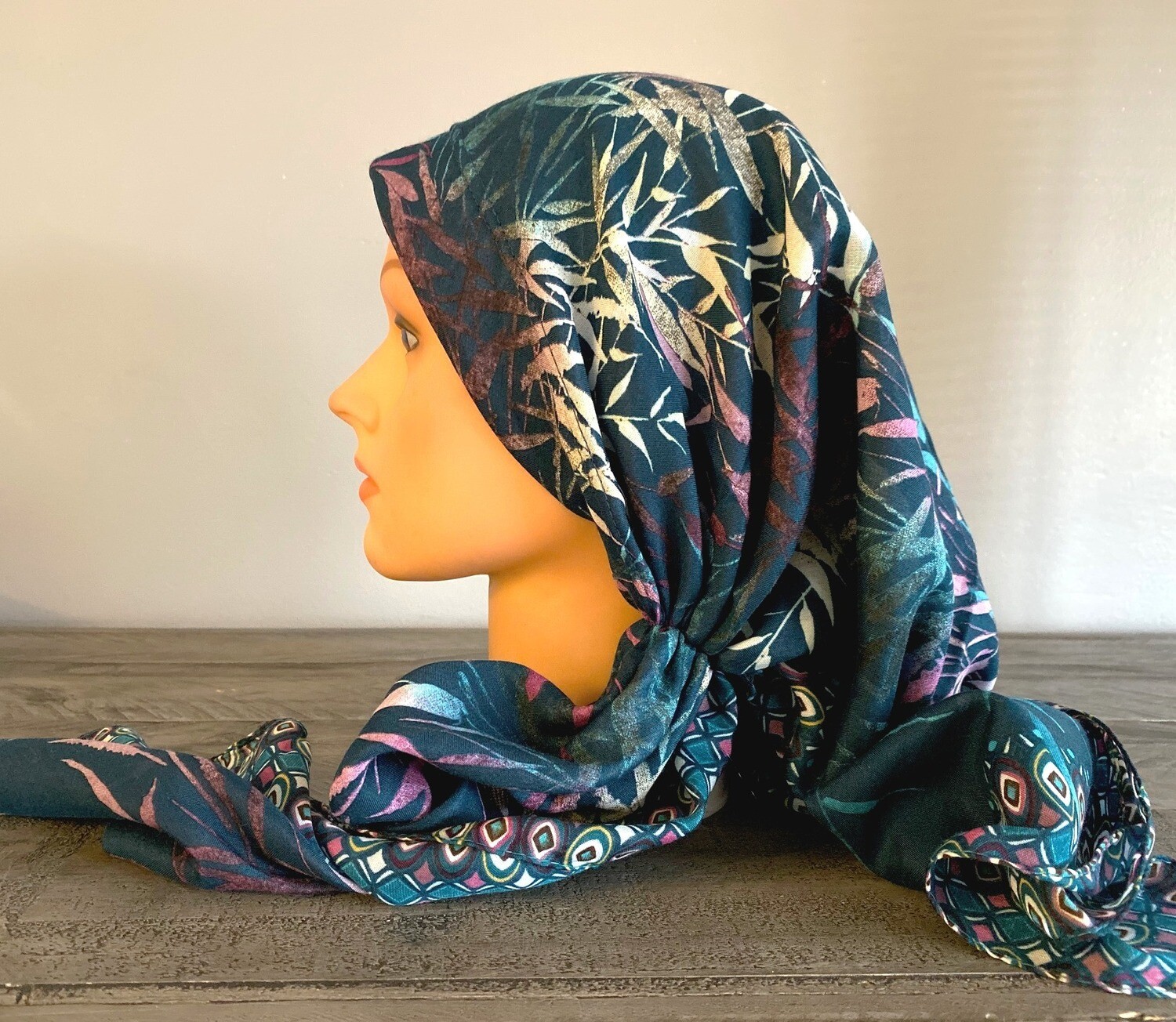 Teal n more pretied Turkish Tichel