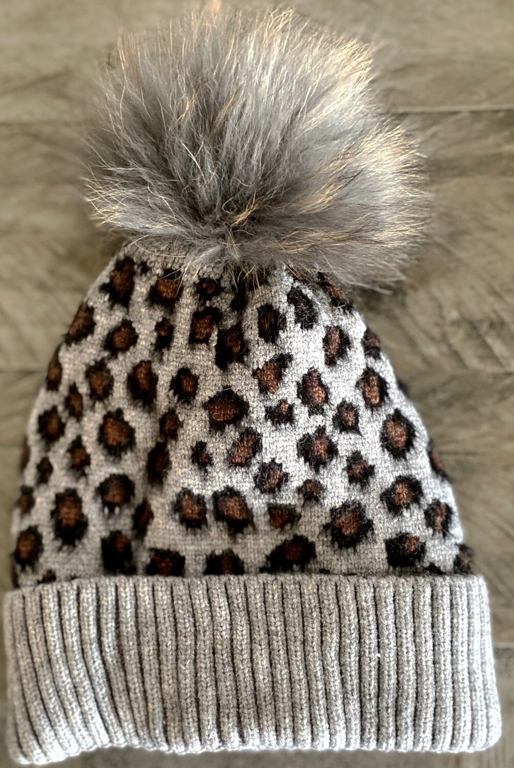 Cozy animal patterned hats with fur, choose: light gray