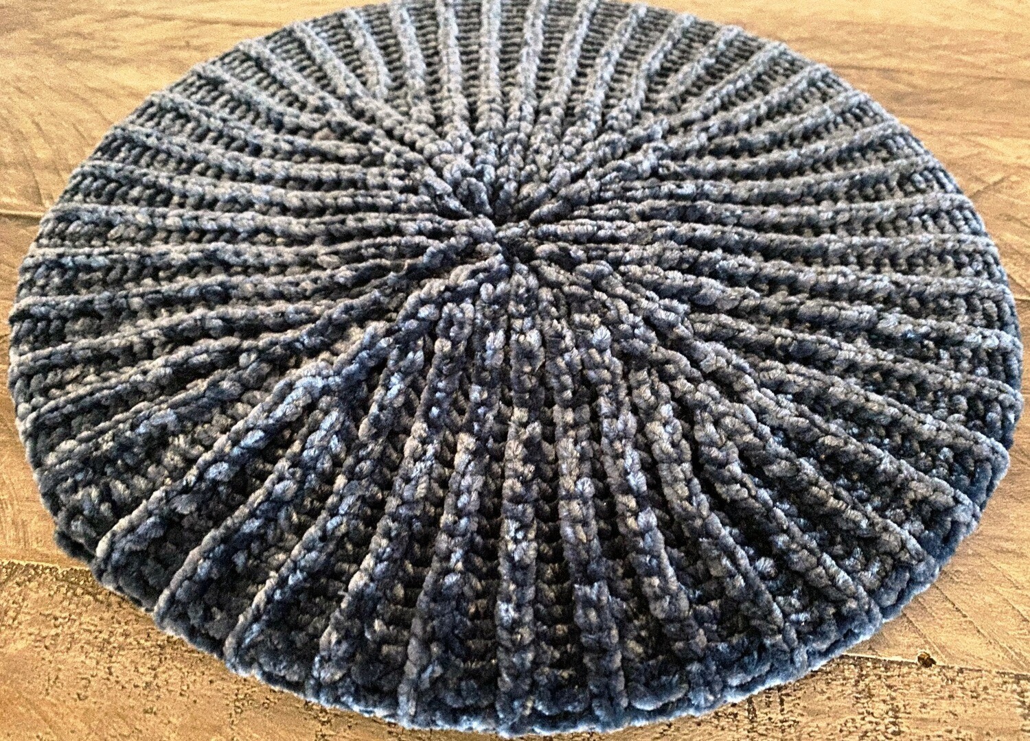 Dark Denim ribbed velvet beret/snood - lined
