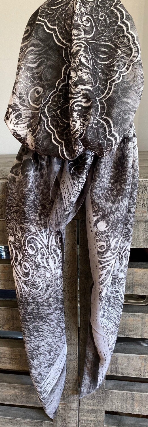 Gray pretied Turkish Tichel w/band sewn in