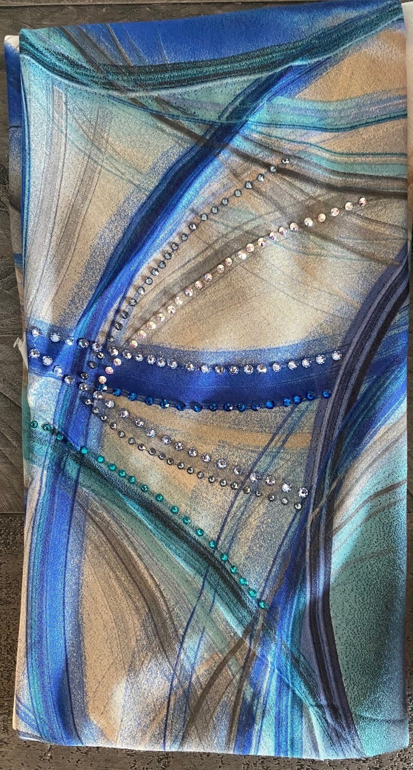 Blues hand decorated tichel