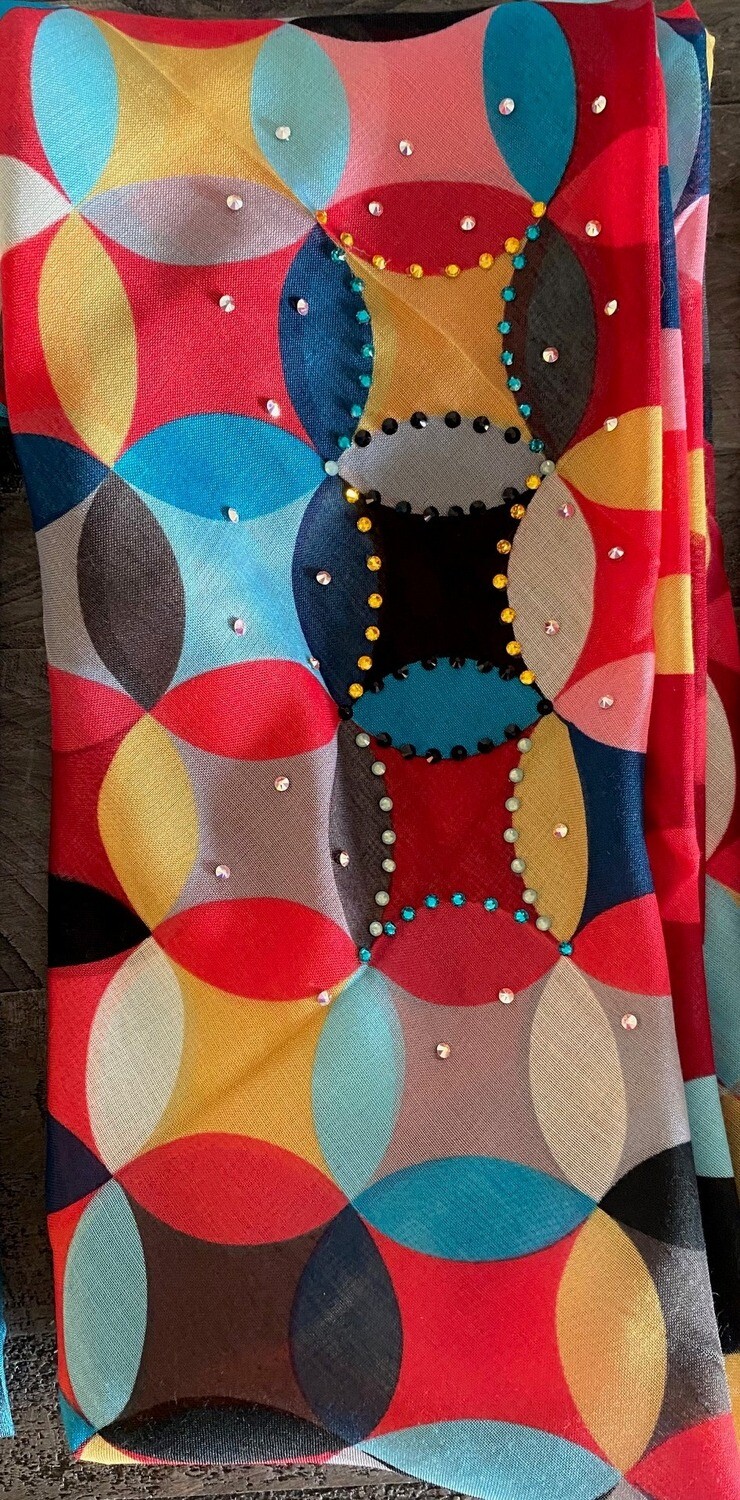 Multi colored hand decorated tichel