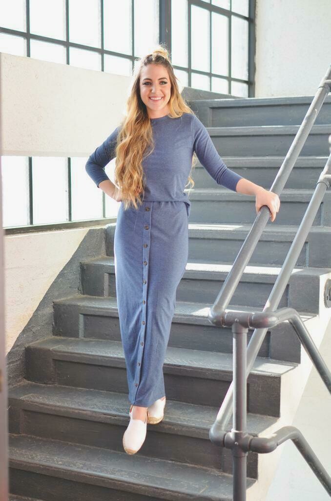 Long skirt w/button front detail