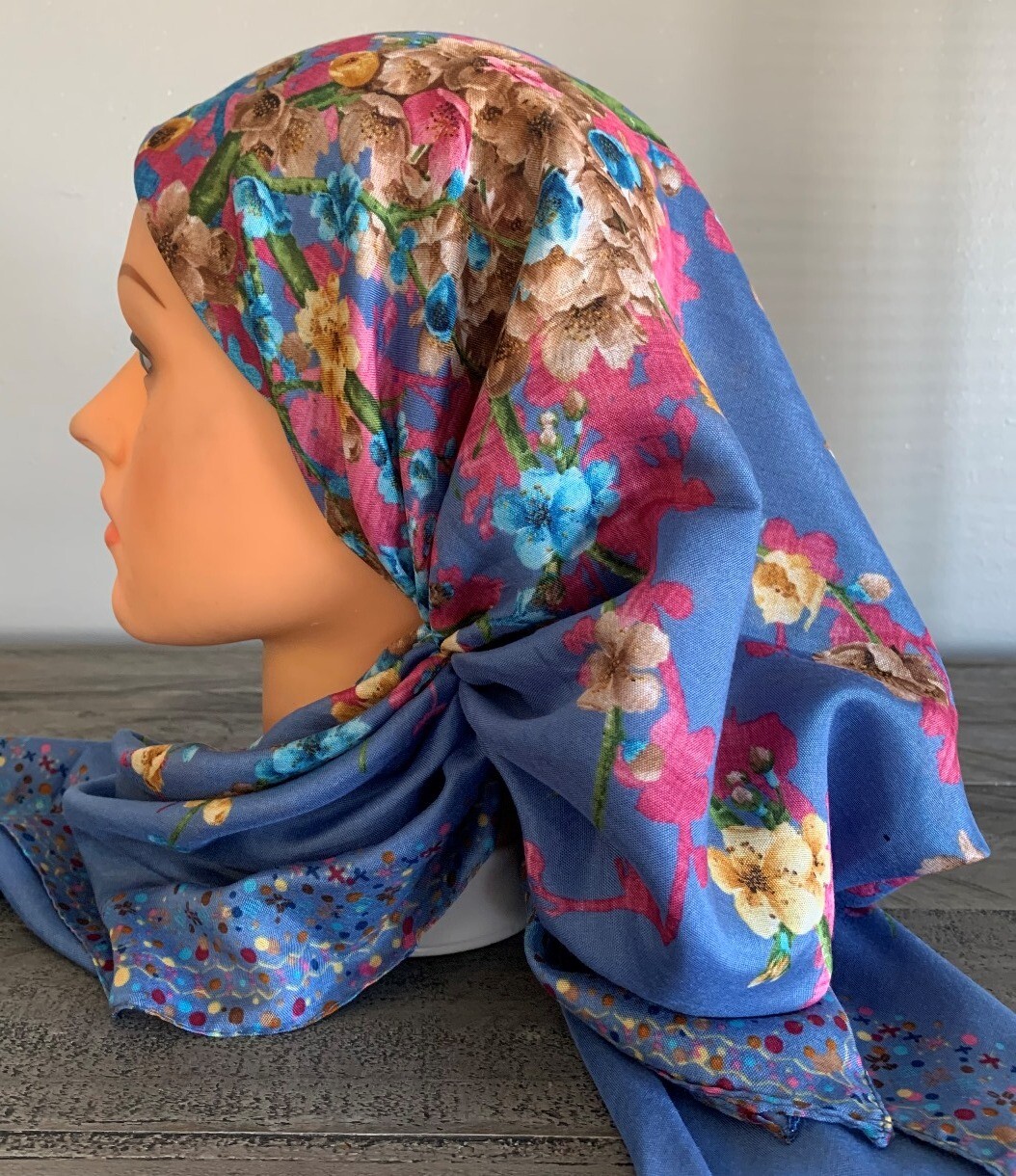 Light denim blue - pretied Turkish Tichel