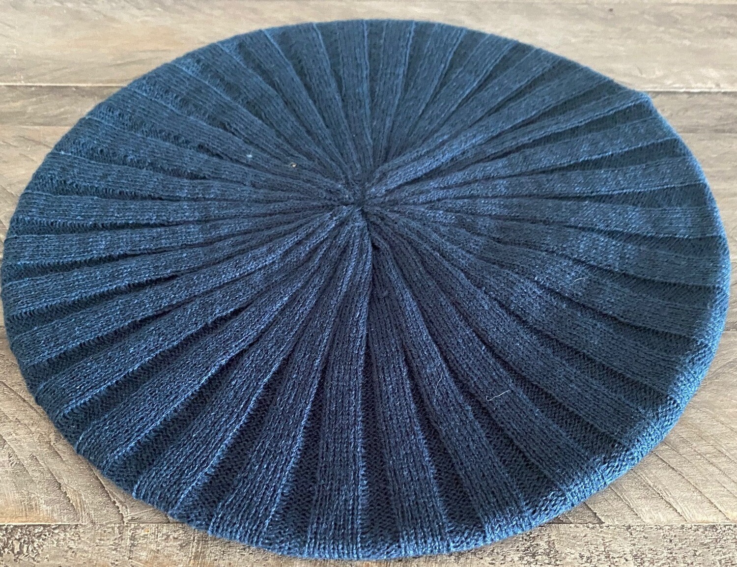 Dark denim ribbed  thin snood/beret