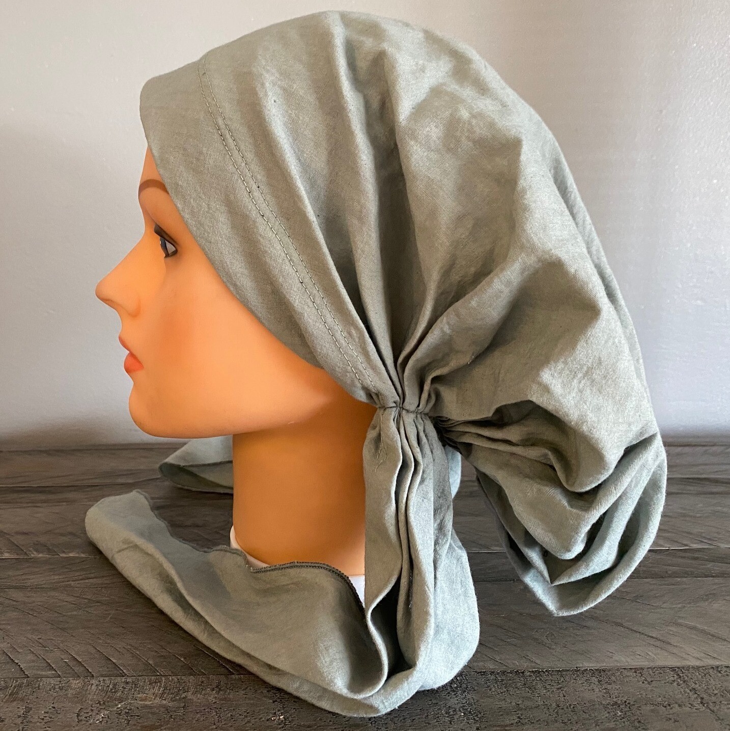 Light gray best quality cotton pretied tichel