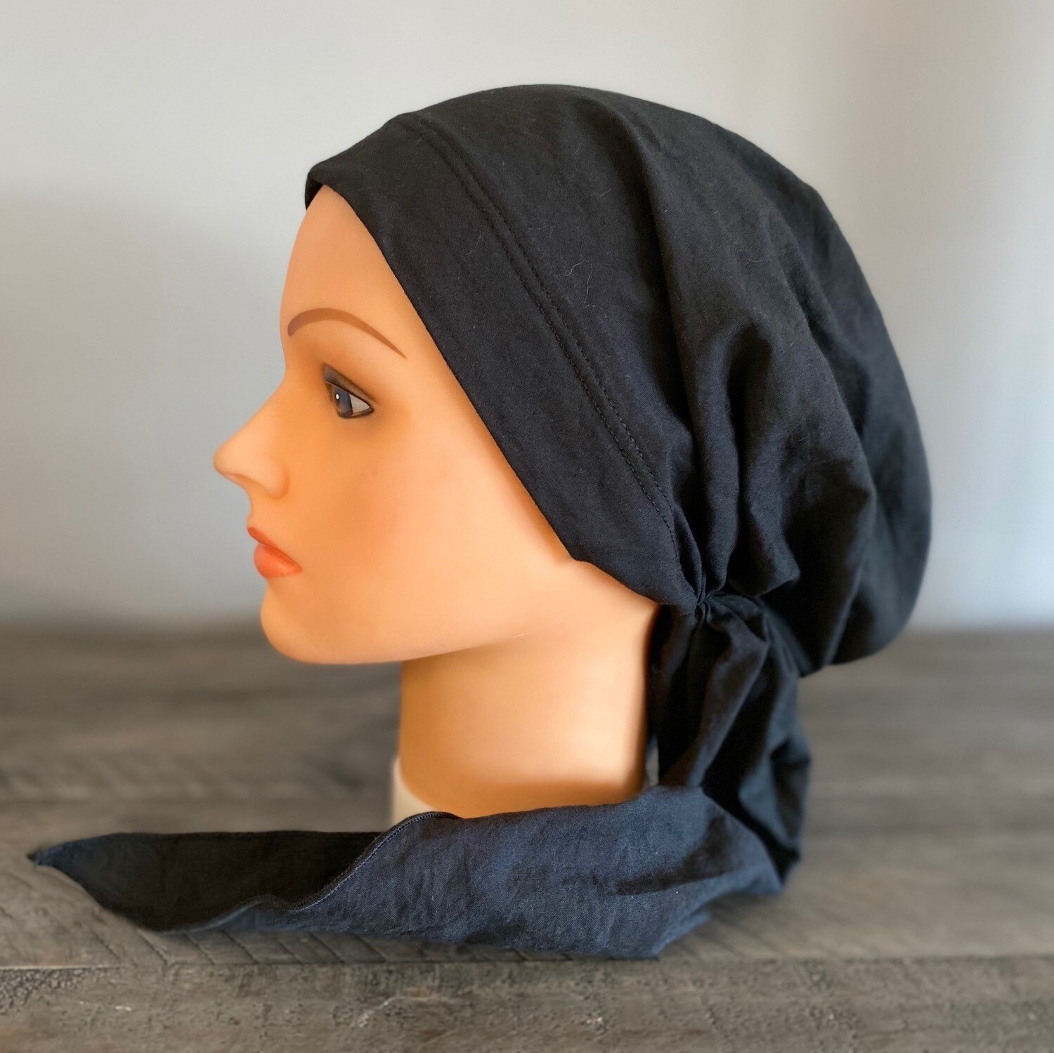 Black best quality cotton pretied tichel