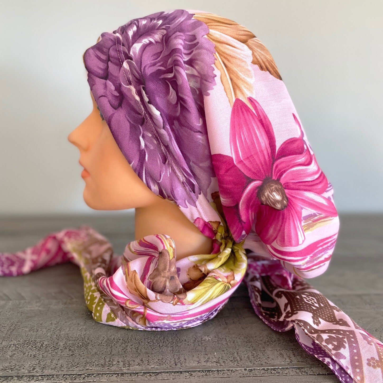 Pretty in pink Turkish Tichel w/band sewn in