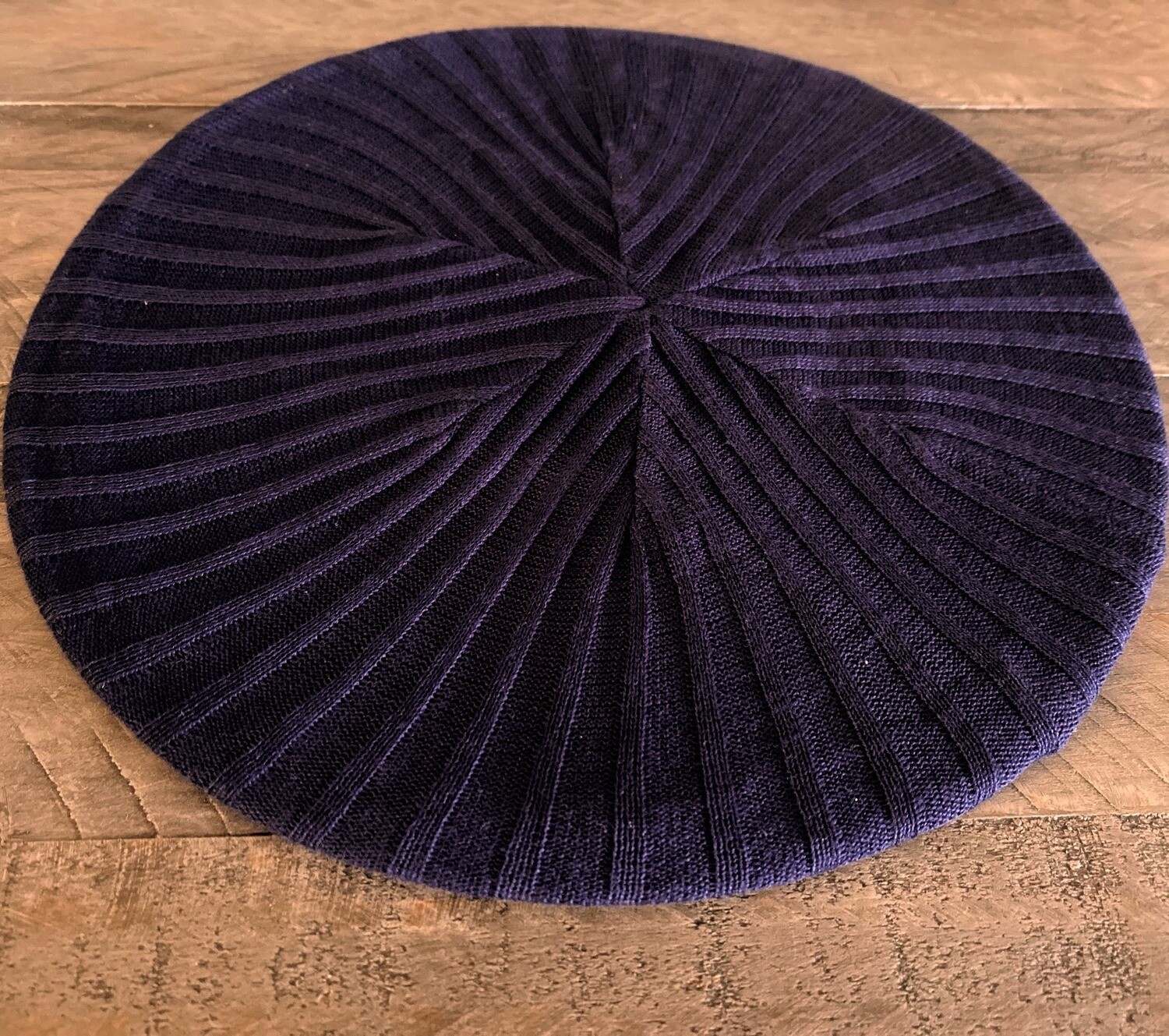 Navy thin ribbed lined beret/snood