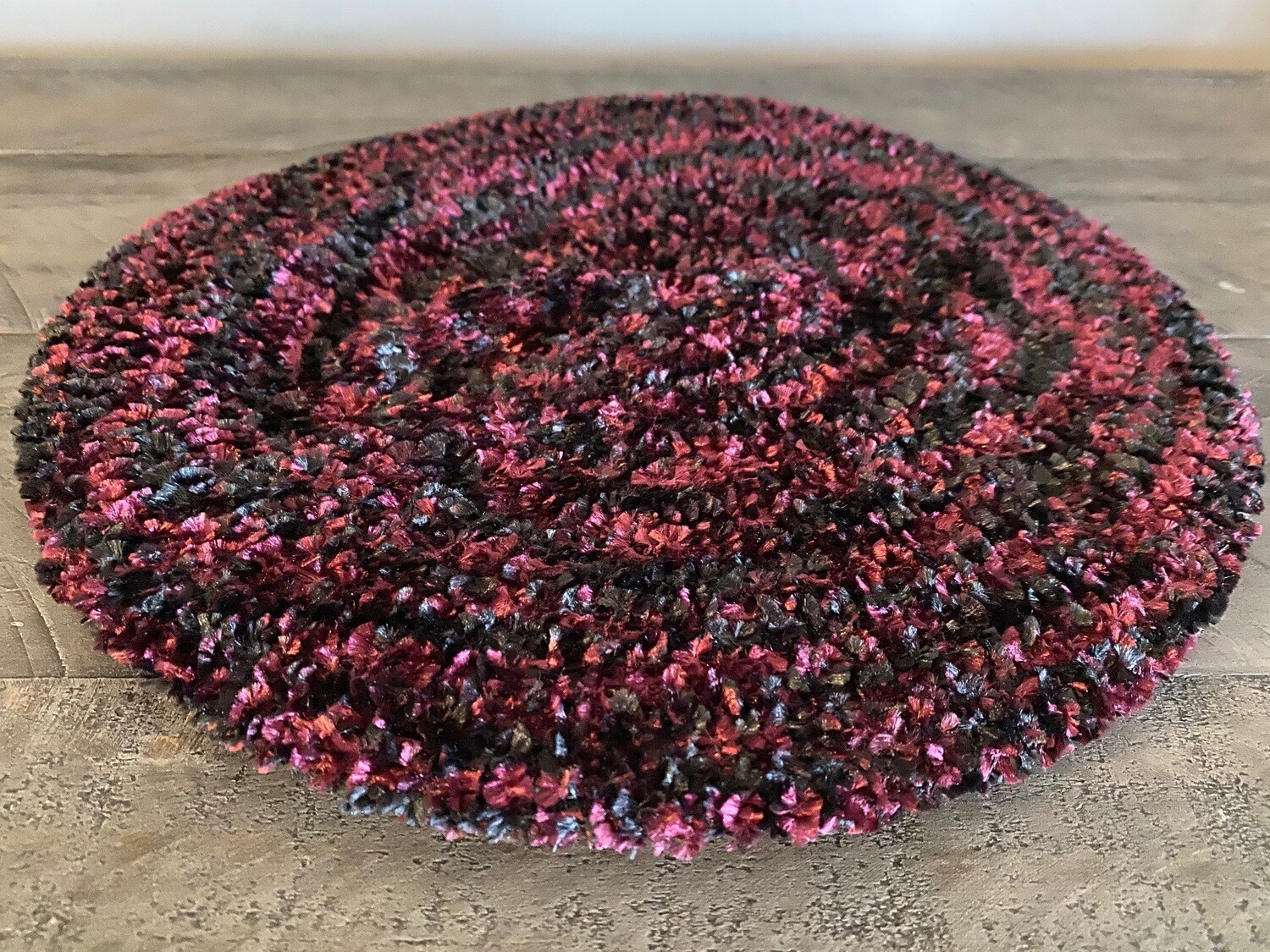 XL - Burgundy/black  lined chenille snood