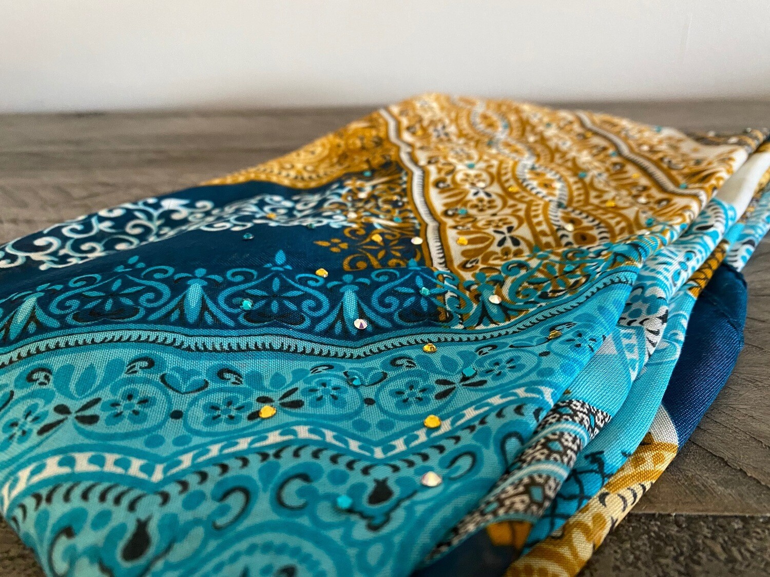 Teal n&#39; more hand decorated tichel