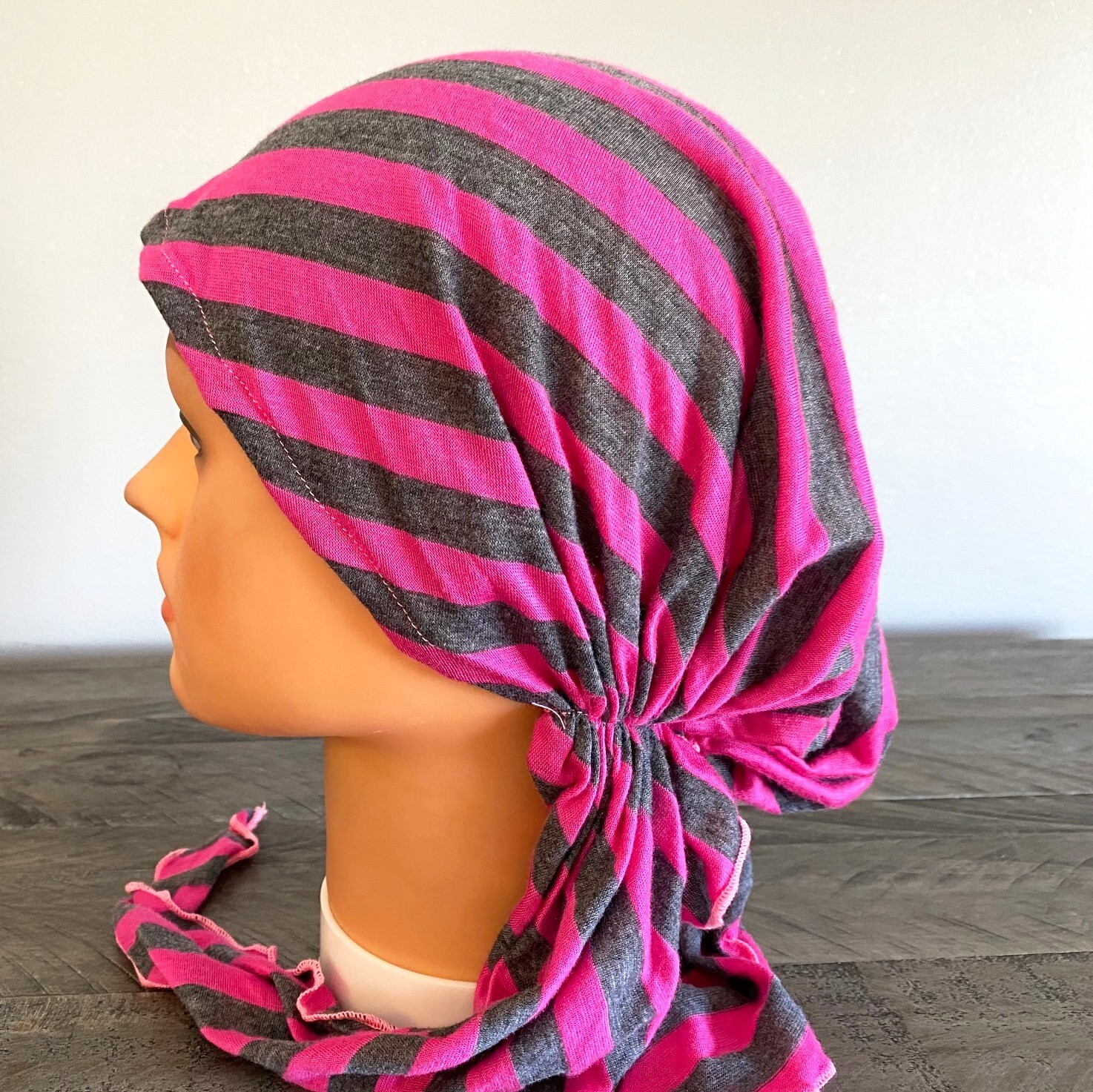 Pink &amp; gray pre-tied tichel