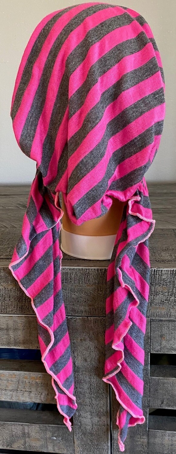 Pink &amp; gray pre-tied tichel