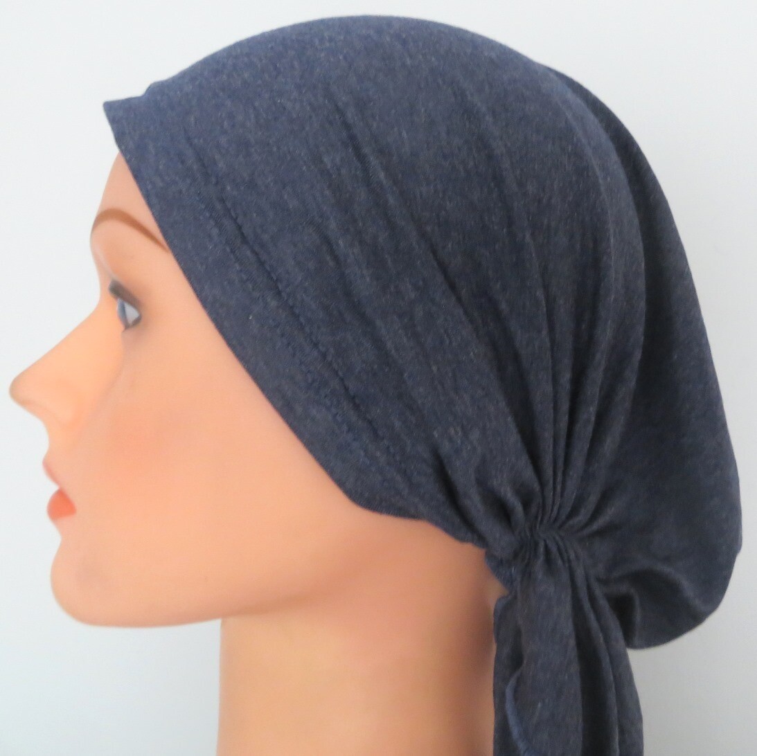 Denim cotton pre tied tichel