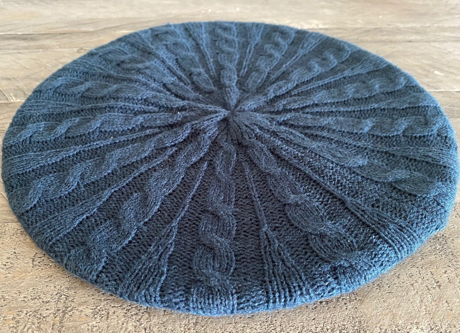 Dark denim cable beret/snood